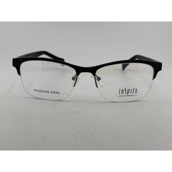 INSPIRA EYEWEAR - S8233 54-18-140 C1 Black Half Rim Metal Eyeglass Frames - Picture 2 of 8